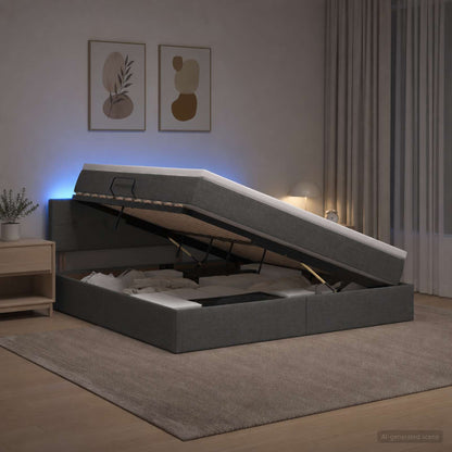 Letto con contenitore LED e materasso Grigio Scuro 160 x 200 cm
