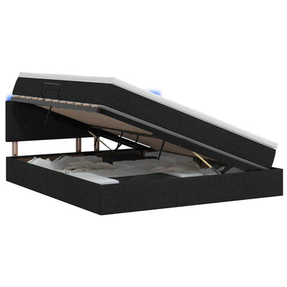 Letto con contenitore LED e materasso Nero 180 x 200 cm Tessuto