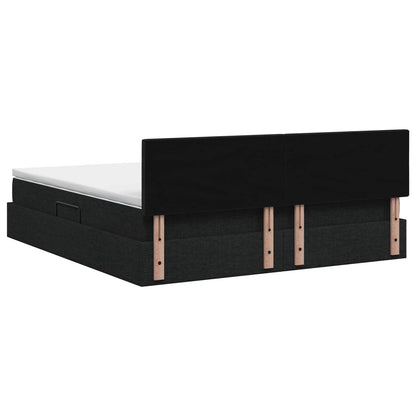 Letto con contenitore LED e materasso Nero 180 x 200 cm Tessuto
