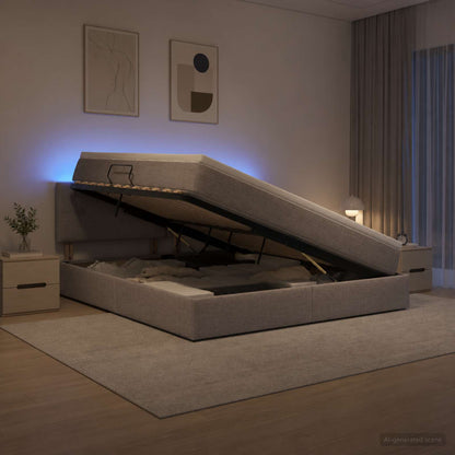Letto con contenitore LED e materasso Tortora 160 x 200 cm
