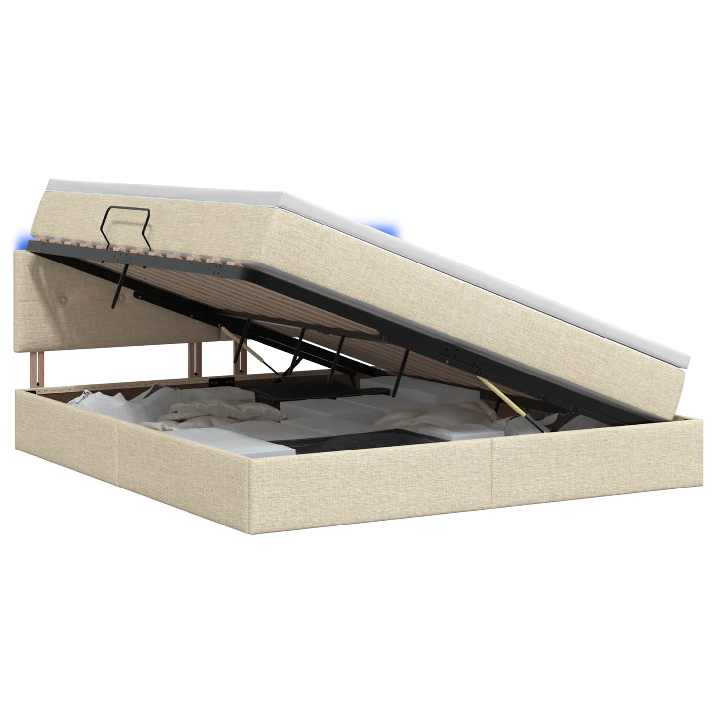 Letto con contenitore LED e materasso Crema 180 x 200 cm