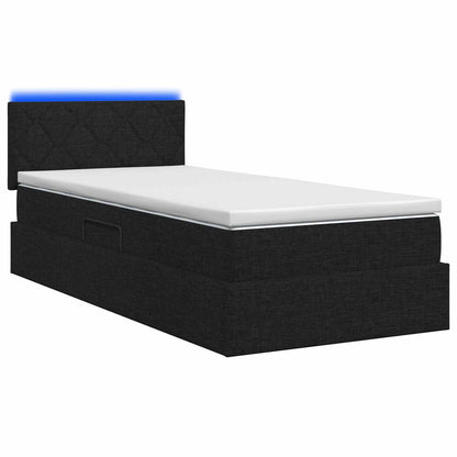 Letto con contenitore LED e materasso Nero 90 x 190 cm Tessuto