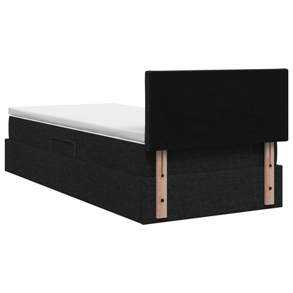 Letto con contenitore LED e materasso Nero 90 x 190 cm Tessuto