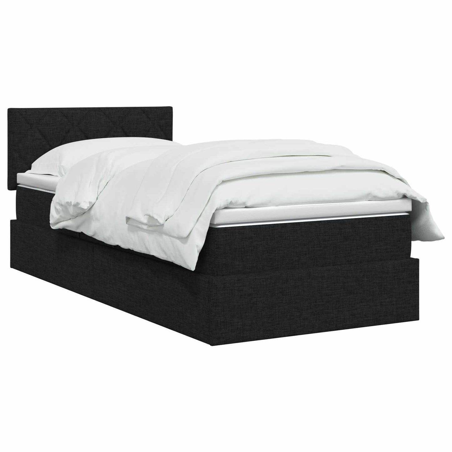 Letto con contenitore LED e materasso Nero 90 x 190 cm Tessuto