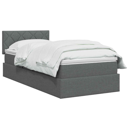 Letto con contenitore LED e materasso Grigio Scuro 90 x 200 cm