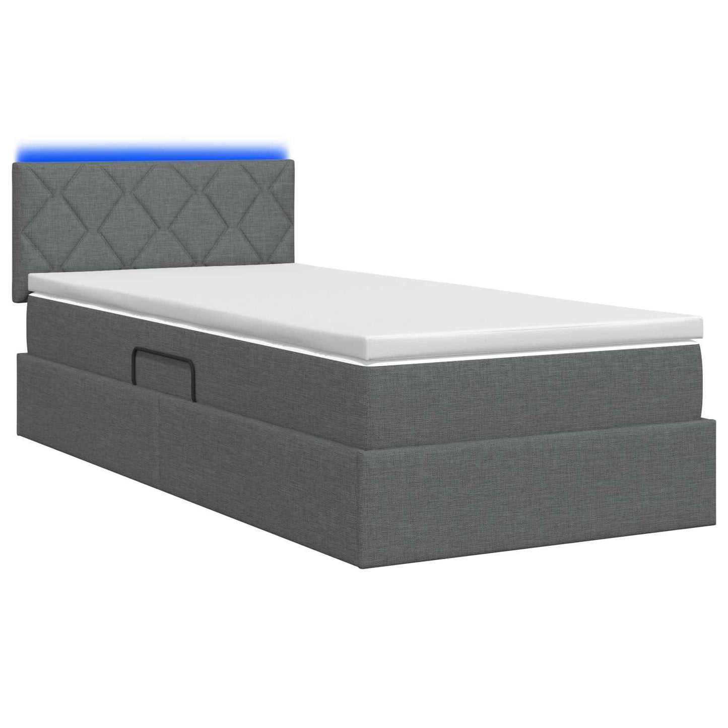 Letto con contenitore LED e materasso Grigio Scuro 100 x 200 cm