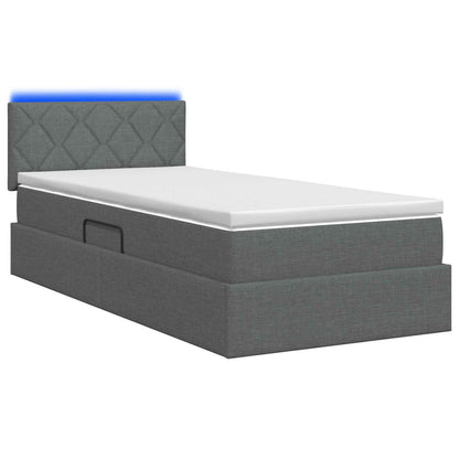 Letto con contenitore LED e materasso Grigio Scuro 100 x 200 cm