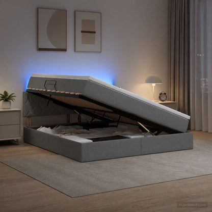 Letto con contenitore LED e materasso Grigio Scuro 140 x 200 cm | homemem39
