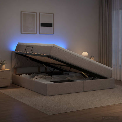 Letto con contenitore LED e materasso Tortora 160 x 200 cm | homemem39