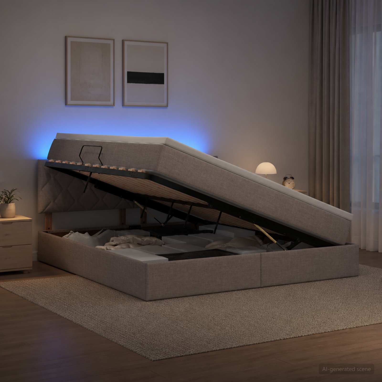 Letto con contenitore LED e materasso Tortora 140 x 200 cm | homemem39