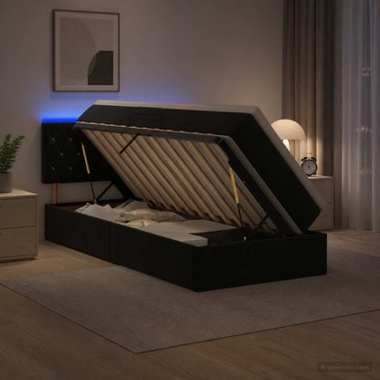 Letto con contenitore LED e materasso Nero 100 x 200 cm Velluto
