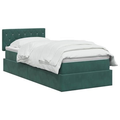Letto con contenitore LED e materasso Verde Scuro 90 x 190 cm