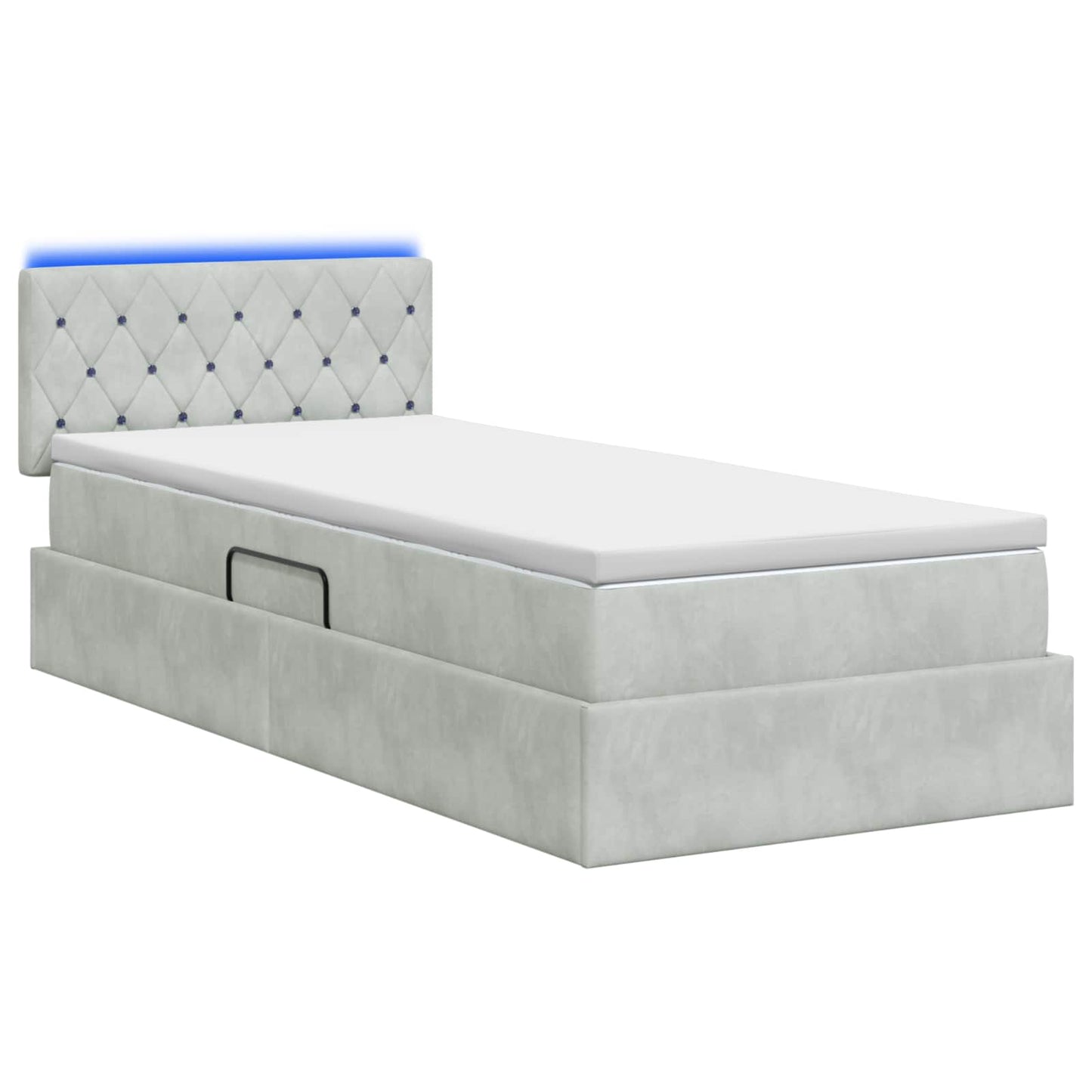 Letto con contenitore LED e materasso Grigio Chiaro