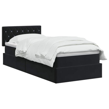 Letto con contenitore LED e materasso Nero 100 x 200 cm Velluto