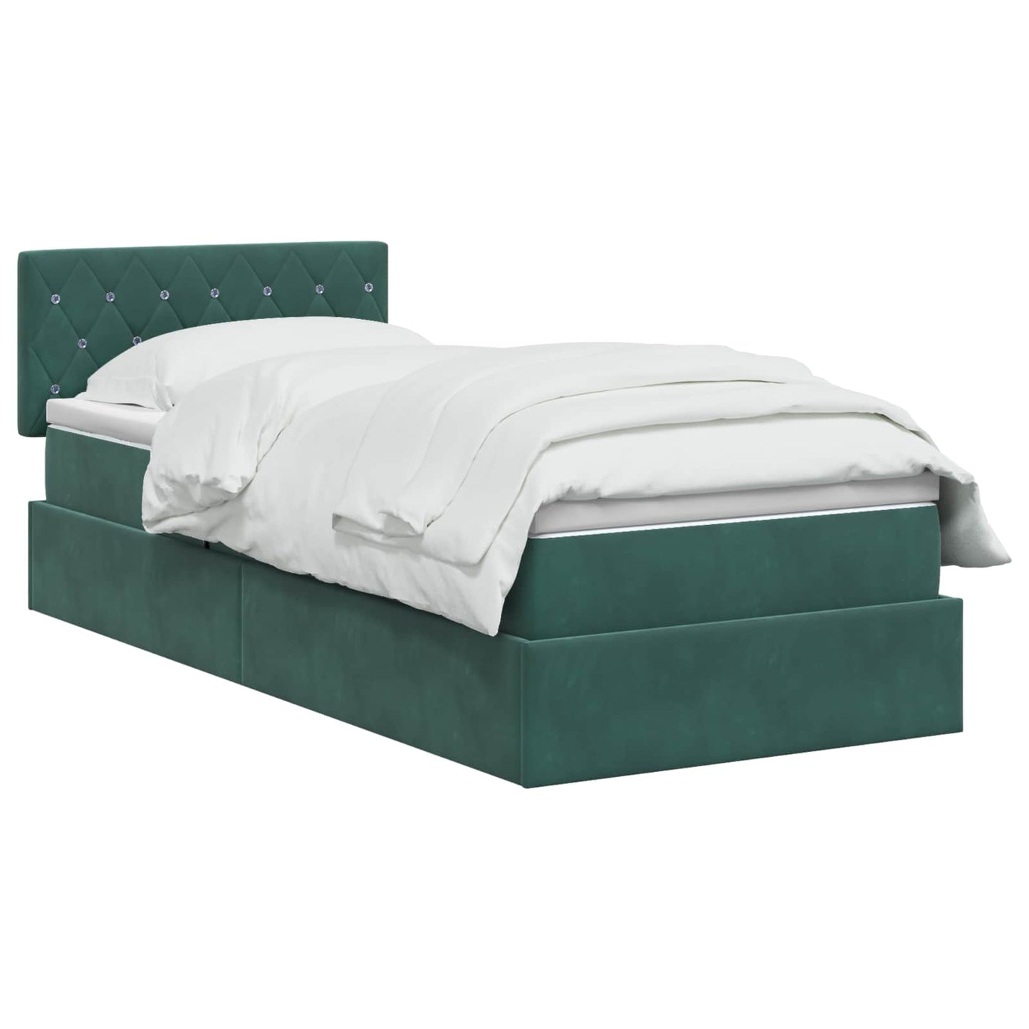 Letto con contenitore LED e materasso Verde Scuro 100 x 200 cm