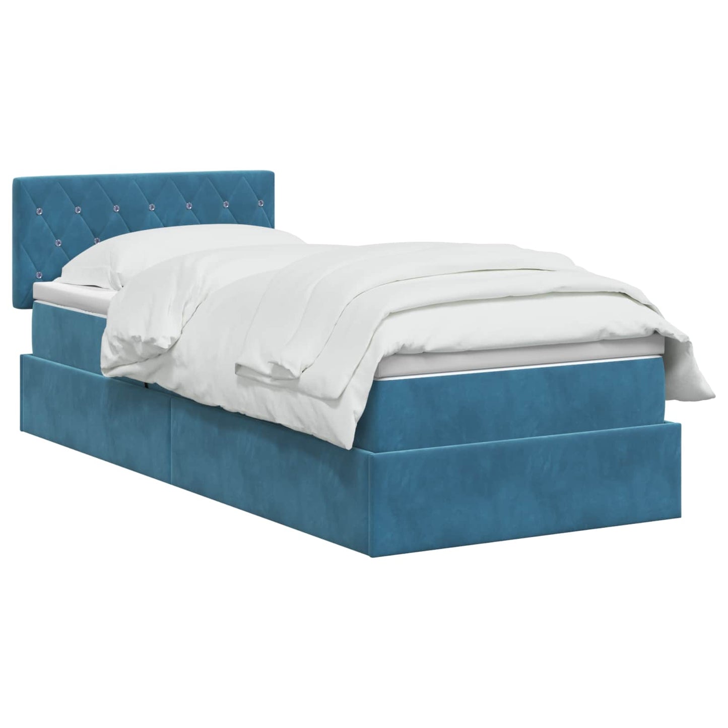 Letto con contenitore LED e materasso Blu Scuro 100 x 200 cm