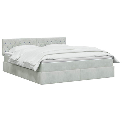 Letto con contenitore LED e materasso Grigio Chiaro