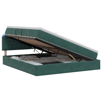 Letto con contenitore LED e materasso Verde Scuro 140 x 200 cm