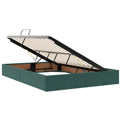 Letto con contenitore LED e materasso Verde Scuro 140 x 200 cm