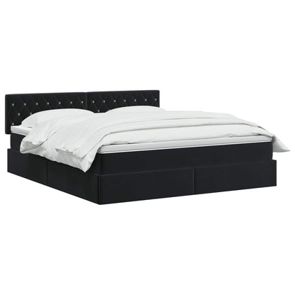 Letto con contenitore LED e materasso Nero 160 x 200 cm Velluto | homemem39