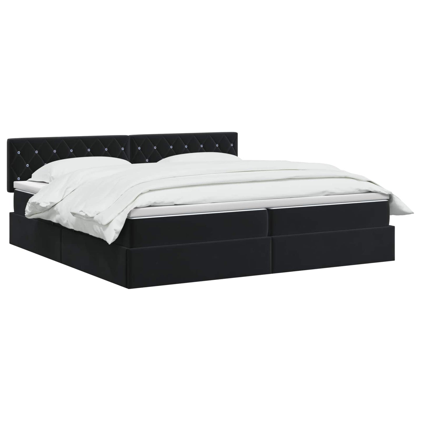 Letto con contenitore LED e materasso Nero 200 x 200 cm Velluto | homemem39
