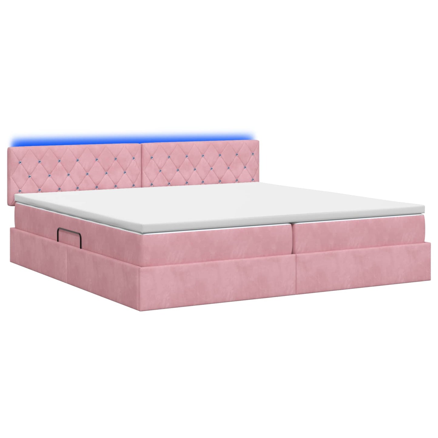 Letto con contenitore LED e materasso Rosa 200 x 200 cm Velluto