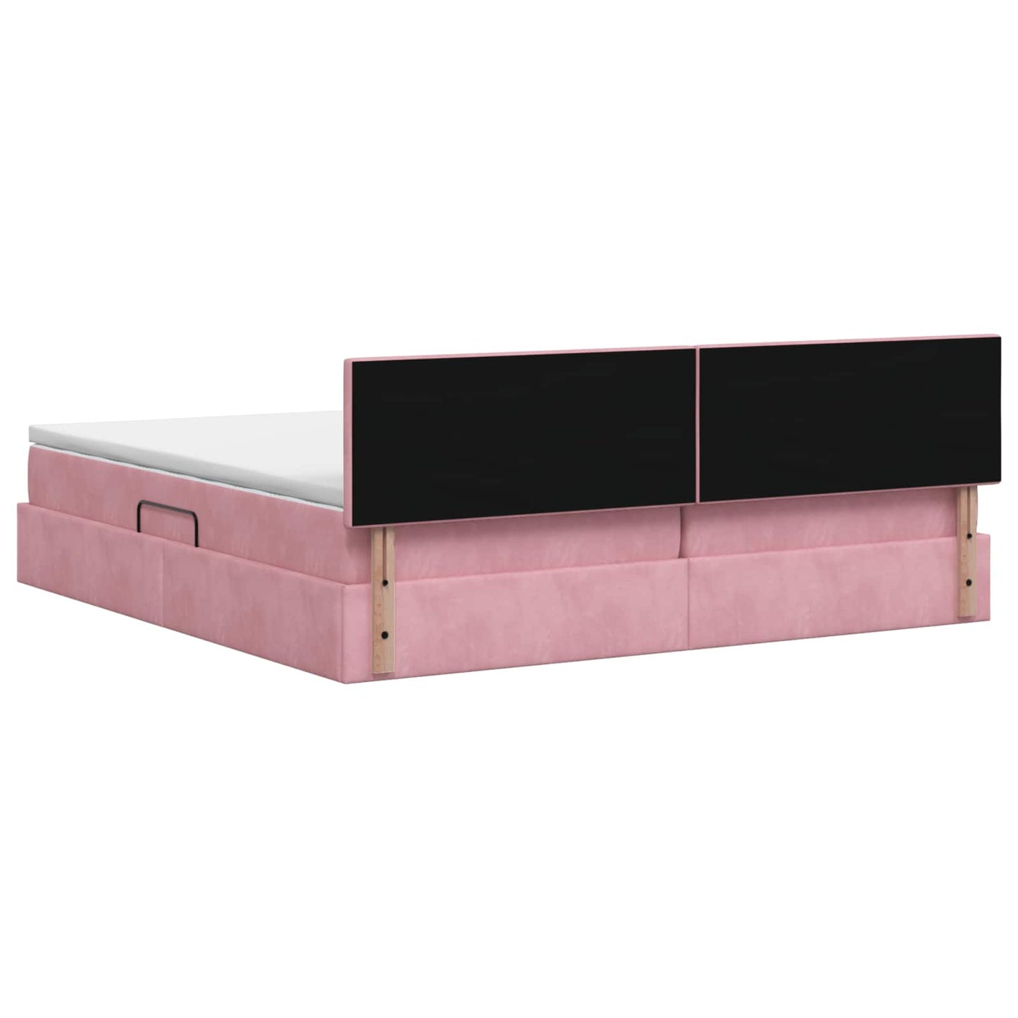 Letto con contenitore LED e materasso Rosa 200 x 200 cm Velluto