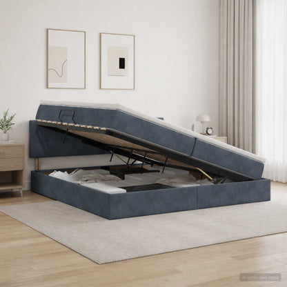 Letto con Contenitore Grigio Scuro 200 x 200 cm Velluto