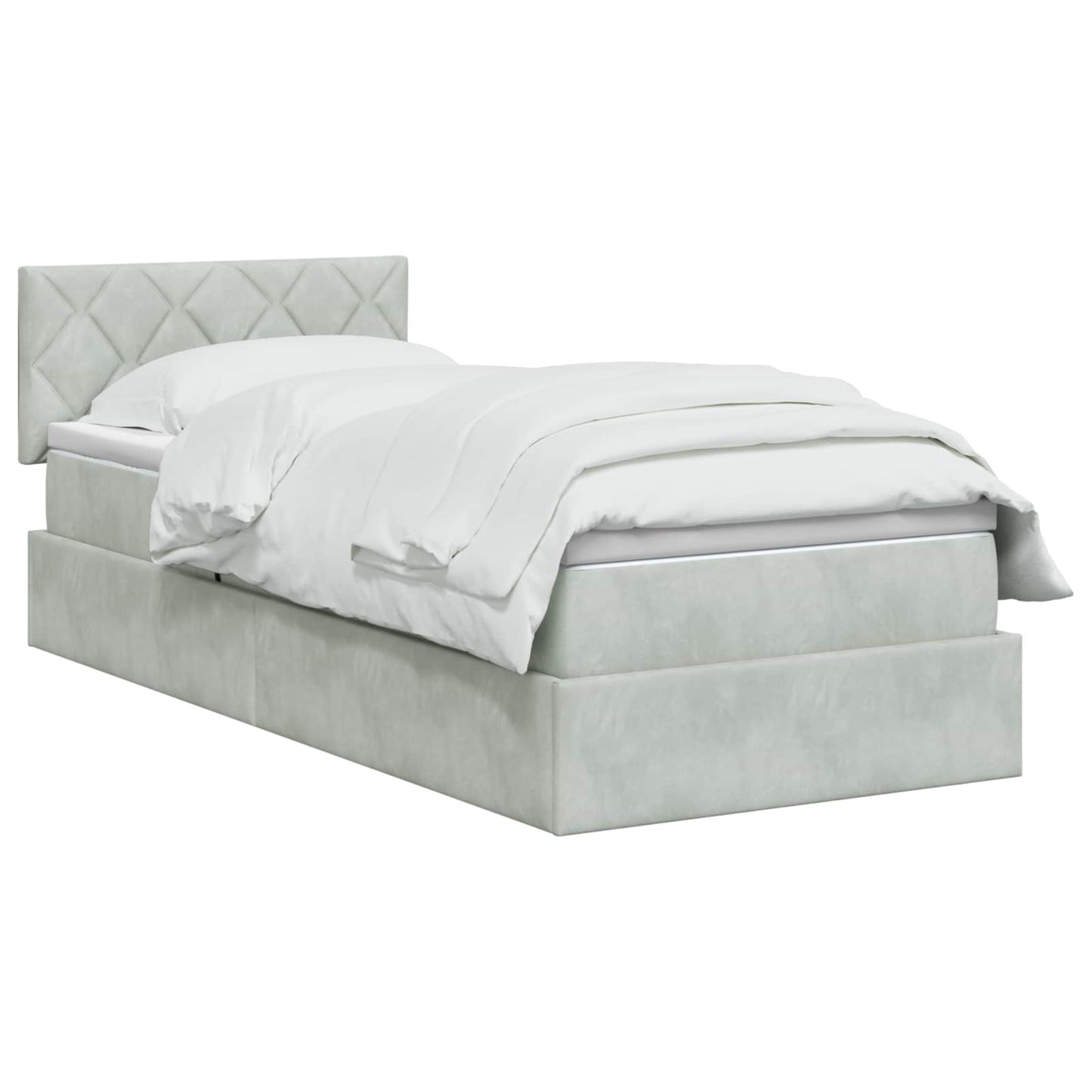 Letto con contenitore LED e materasso Grigio Chiaro 90 x 190 cm