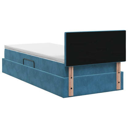 Letto con contenitore LED e materasso Blu Scuro 100 x 200 cm | homemem39