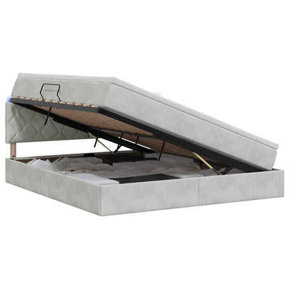 Letto con contenitore LED e materasso Grigio Chiaro | homemem39