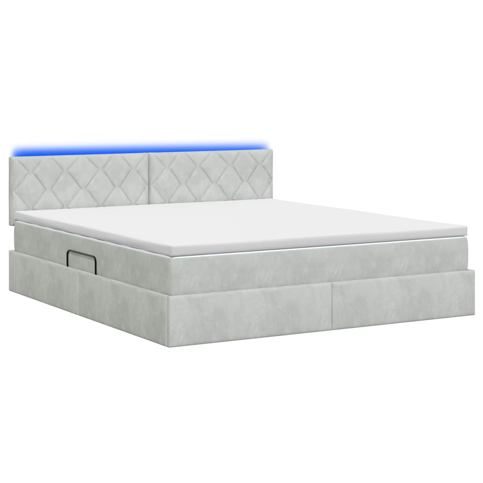 Letto con contenitore LED e materasso Grigio Chiaro | homemem39