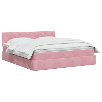 Letto con contenitore LED e materasso Rosa 160 x 200 cm Velluto | homemem39