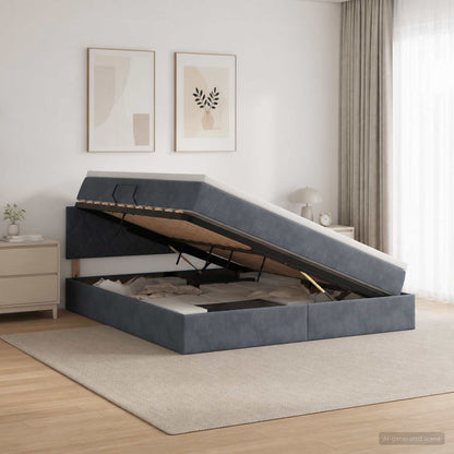 Letto con contenitore LED e materasso Grigio Scuro 140 x 200 cm | homemem39