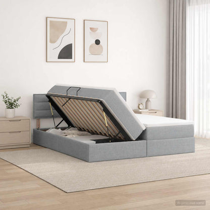 Letto con Contenitore 2 pz Grigio Chiaro Pelle Sintetica