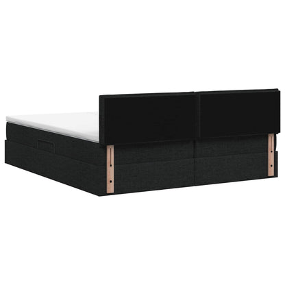 Letto con contenitore LED e materasso Nero 180 x 200 cm Tessuto