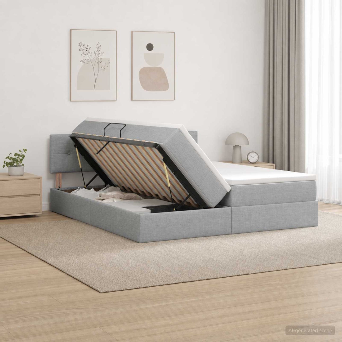 Letto con Contenitore 2 pz Grigio Chiaro Pelle Sintetica