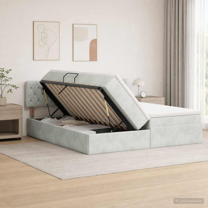 Letto con Contenitore con testiera 2 pz Grigio Chiaro