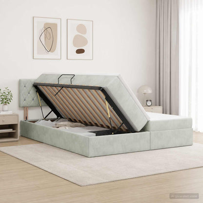 Letto con Contenitore con testiera 2 pz Grigio Chiaro