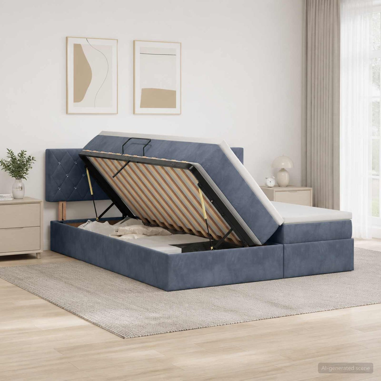 Letto con Contenitore con testiera 2 pz Grigio Scuro
