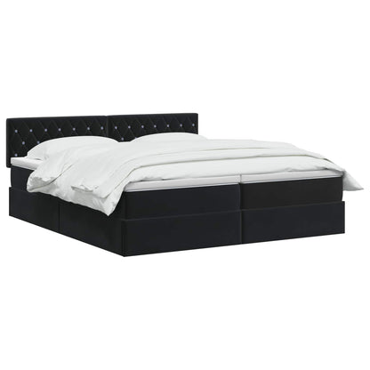 Letto con contenitore LED e materasso Nero 180 x 200 cm Velluto