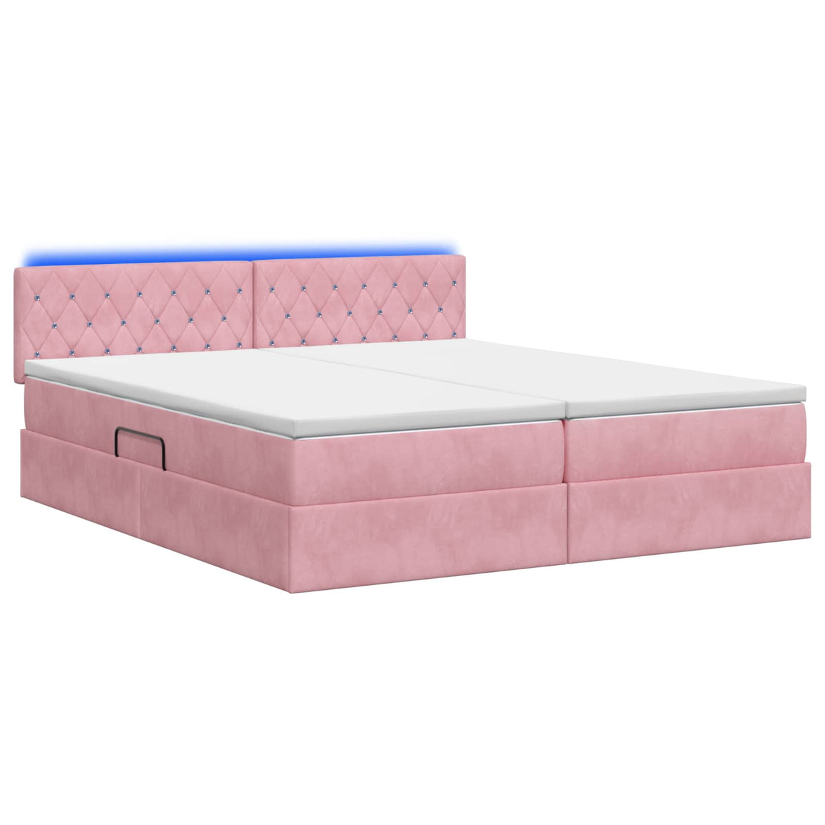 Letto con contenitore LED e materasso Rosa 200 x 200 cm Velluto