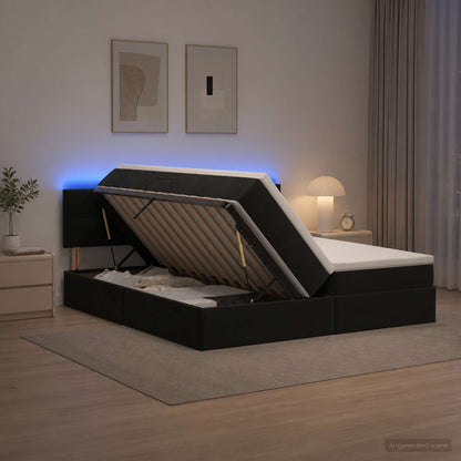 Letto con contenitore LED e materasso Nero 180 x 200 cm Velluto | homemem39