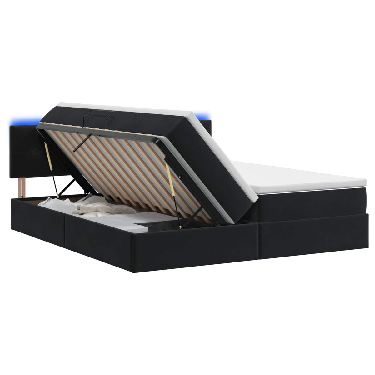 Letto con contenitore LED e materasso Nero 180 x 200 cm Velluto | homemem39