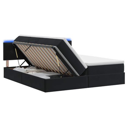 Letto con contenitore LED e materasso Nero 180 x 200 cm Velluto | homemem39
