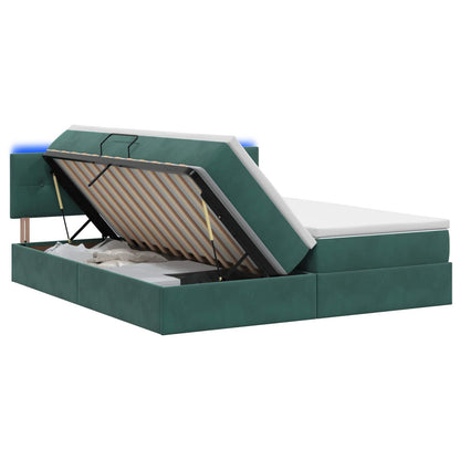Letto con contenitore LED e materasso Verde Scuro 180 x 200 cm