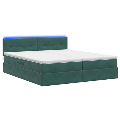 Letto con contenitore LED e materasso Verde Scuro 180 x 200 cm