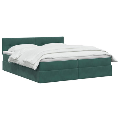 Letto con contenitore LED e materasso Verde Scuro 180 x 200 cm