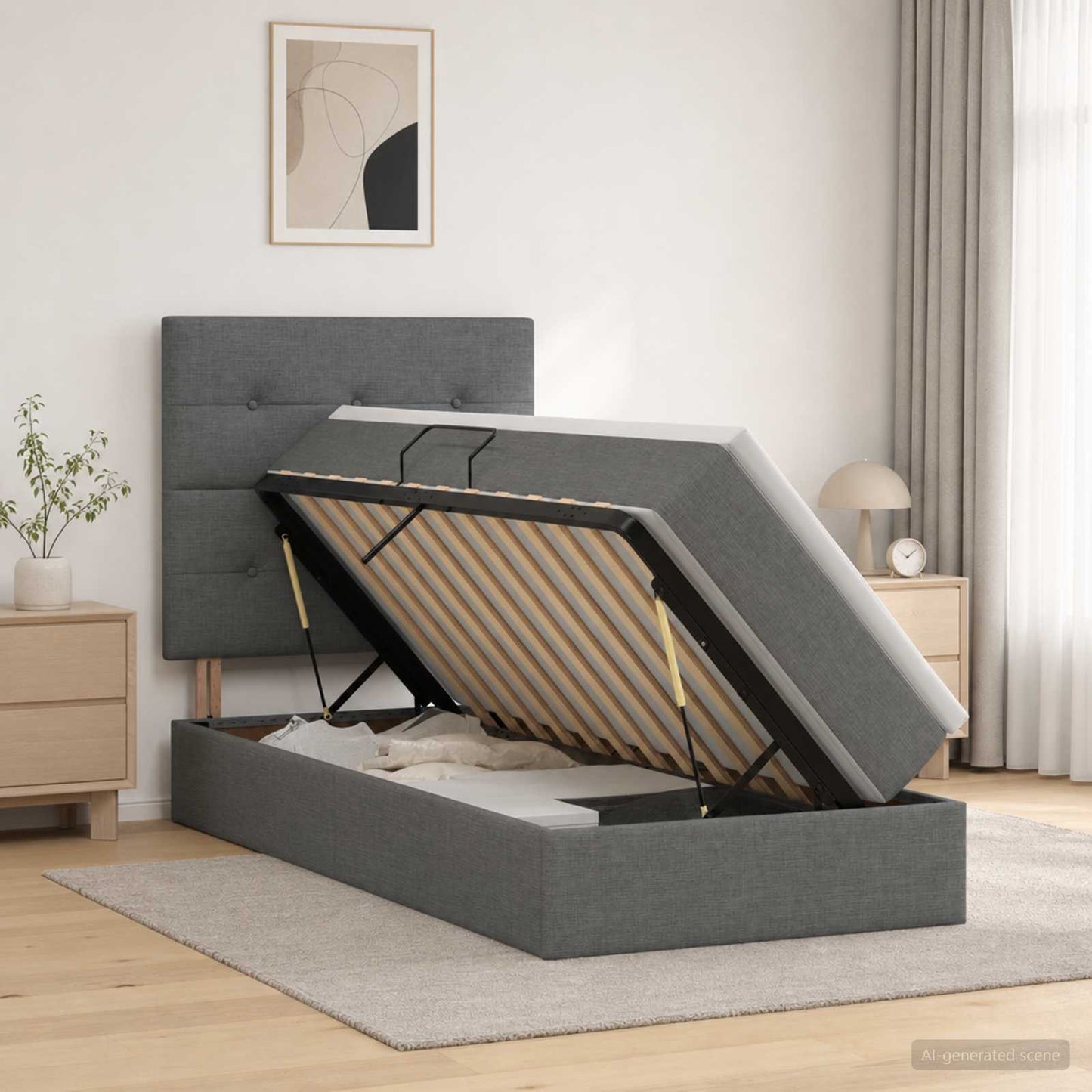 Letto con contenitore LED e materasso Grigio Scuro 90 x 200 cm | homemem39