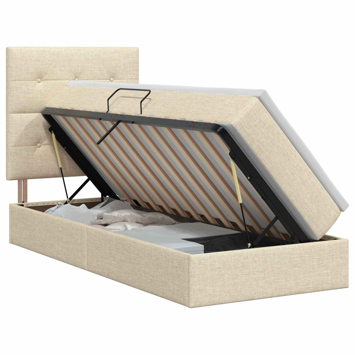 Letto con contenitore e materasso Crema 90 x 190 cm Tessuto | homemem39